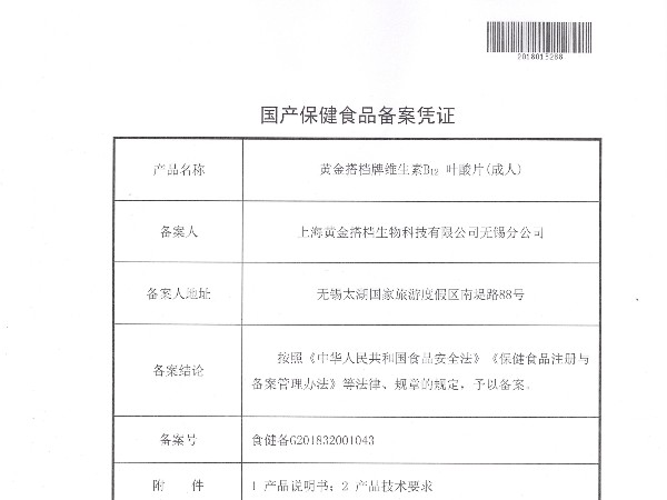 黄金搭档牌维生素B12叶酸片